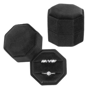 Unique Bargains Vintage Velvet Octagonal 2 Slots Jewelry Storage Boxes 2 Pcs - 1 of 4