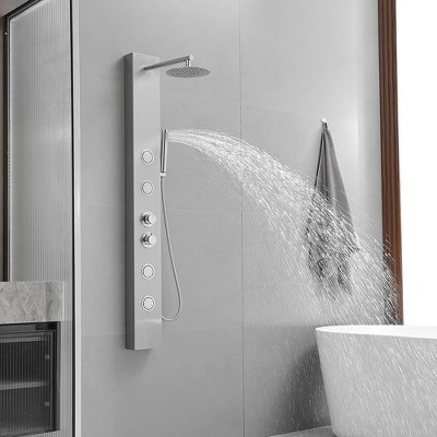Nickel Chrome Multi-function Shower Panel with Adjustable Head