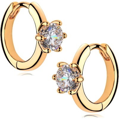 Cubic Zirconia Huggie Earrings 14k Gold Plated Tiny Earrings Small Huggie Hoop Earrings Simple Lightweight Hoops Gift for Women