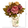 Nearly Natural 18-in Peony Artificial Arrangement in Floral Pitcher - 2 of 4
