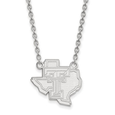 Black Bow Jewelry 10k White Gold Texas Tech Red Raiders NCAA Necklace 18 Inch