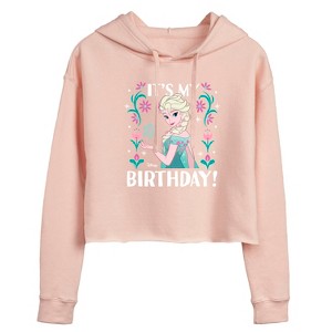 Women's - Disney - Elsa It's My Birthday Cropped Graphic Hoodie - 1 of 2
