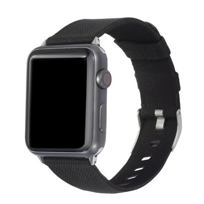 Insten Woven Canvas Fabric Band Compatible with Apple Watch 41mm 40mm 38mm Series 7 6 SE 5 4 3 2 1, Black Strap