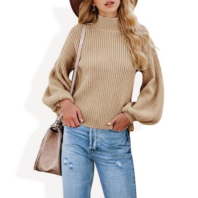 Anna-Kaci Women's Long Sleeve Ribbed Knit Sweater with Drop Shoulder Design
