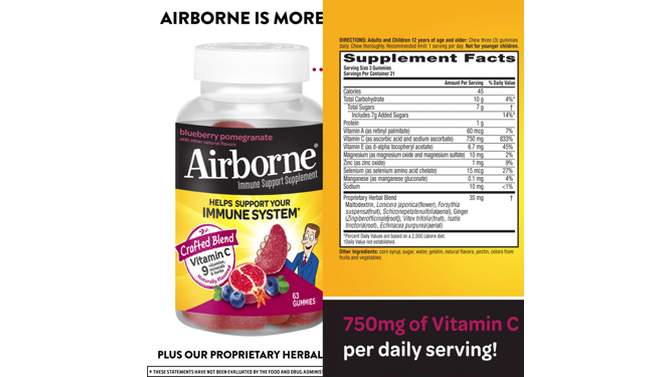 Airborne Vitamin C Immune Support Gummy - Pomegranate &#38; Berry - 63ct, 2 of 10, play video