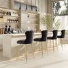 Okak Set of 2 Faux Leather Counter Height Bar Stools for Dining Rooms,Kitchen Island,Button Tufted Wing-Back Chairs with Golden Legs - 3 of 4