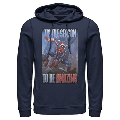 Men's Marvel Spider-man 'tis The Season To Be Amazing Pull Over Hoodie ...