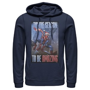 Men's Marvel Spider-Man 'Tis The Season To Be Amazing Pull Over Hoodie - 1 of 3