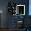 Fredees Vanity Desk with Sliding Mirror and LED Lights, RGB Vanity with Charging Station - 3 of 4