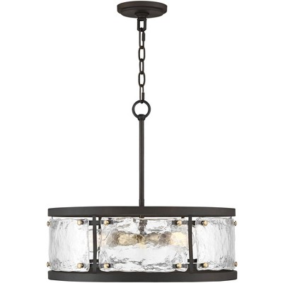Campanelli 22" Bronze Brass Rustic Drum Pendant with Handmade Waterglass