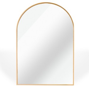 FONTOI 24x32 Inch Bathroom Mirror Modern Arched Metal Frame Wall Mirror with Shatter Resistant Safety Design for Bedroom Entryway, Gold, 32"*24"*1.1" - 1 of 4
