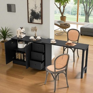 Mshliw 89.7'' Wooden Sideboard with Extendable Table, Multifunctional Storage Cabinet with 2 Doors and 3 Drawers for Living Room, Kitchen, Foyer - 1 of 4