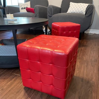 Set Of 2 Siskal Modern Cube Ottoman Black Baxton Studio Target