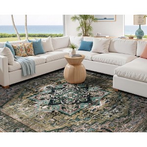 AMERLIFE Area Rug, Machine Washable Vintage Carpet with Non-Slip Backing, Soft Rug for Living Room, Bedroom, Hallway Use - 1 of 4