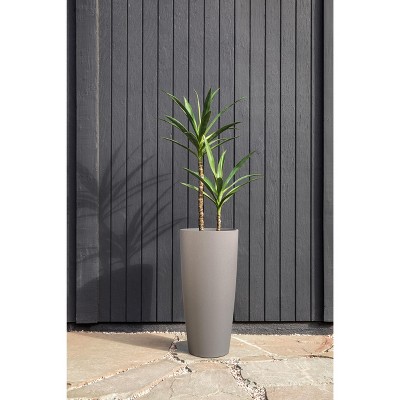 Selena Modern Textured 28" Gray Plastic-Stone Planter