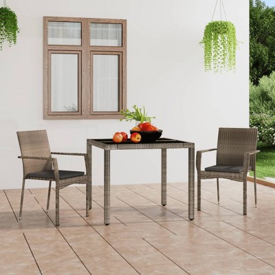 vidaXL Garden Chairs - Stylish 2 Piece Poly Rattan Chairs with Cushions - Gray and Weather Resistant, Ideal for Patio and Outdoor Spaces
