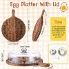 Easter Acacia Wood Deviled Egg Platter with Lid and Handles 24 Holes, Reversible Wooden Charcuterie Board Serving Container - 2 of 4