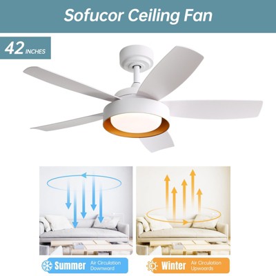 Sofucor 42'' Ceiling Fans with Lights and Remote for Living Room White