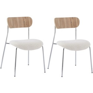 Nordlys Set of 2 Metal and Bouclé Dining Chairs Modern Design Style Upholstery Dining Room - 1 of 4