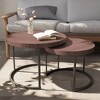 YARDSIGHT Nesting Coffee Tables Set ¨C Round Wood Finish Accent Tables with Sturdy Metal Frame for Living Room or Lounge - 2 of 4