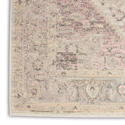 Ivory and Pink Synthetic Rectangular 6' x 9' Area Rug