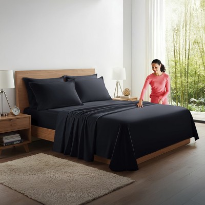 Kickoff Home Viscose from Bamboo Sheets Set 300 Thread Count 100% Organic Bamboo Viscose Cooling Bedding Sheets Hot Sleepers, Flat, Fitted, Pillowcase