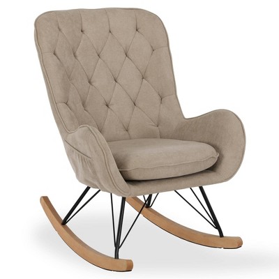 Baby Relax Zander Rocker Chair with Side Storage Pockets Taupe