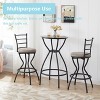 Round Bar Table and Chairs Set of 3,Modern Cocktail Table with 2 Stool, Tall Pub Table and Chairs for Kitchen, Breakfast Room, Bistro - 2 of 4