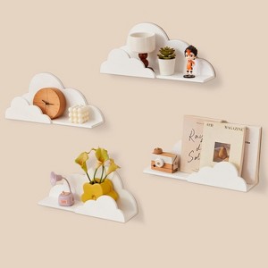 Attop Cloud Floating Book Shelves, 4-Pack Wood Nursery Book Shelves for Wall, Modern Decor Wall Shelves, Kids Bookshelf for Toys - 1 of 4