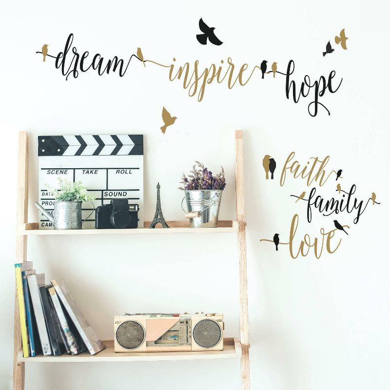 Inspirational Words with Birds Peel and Stick Wall Decal - RoomMates, 1 of 6