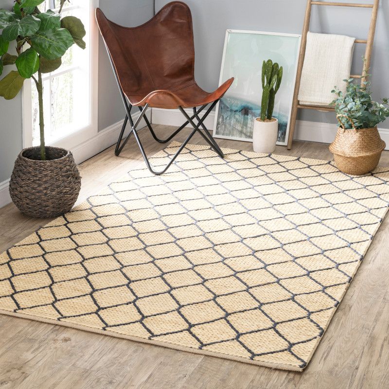 Home Conservatory Tiles Handwoven Jute Area Rug, 2 of 7