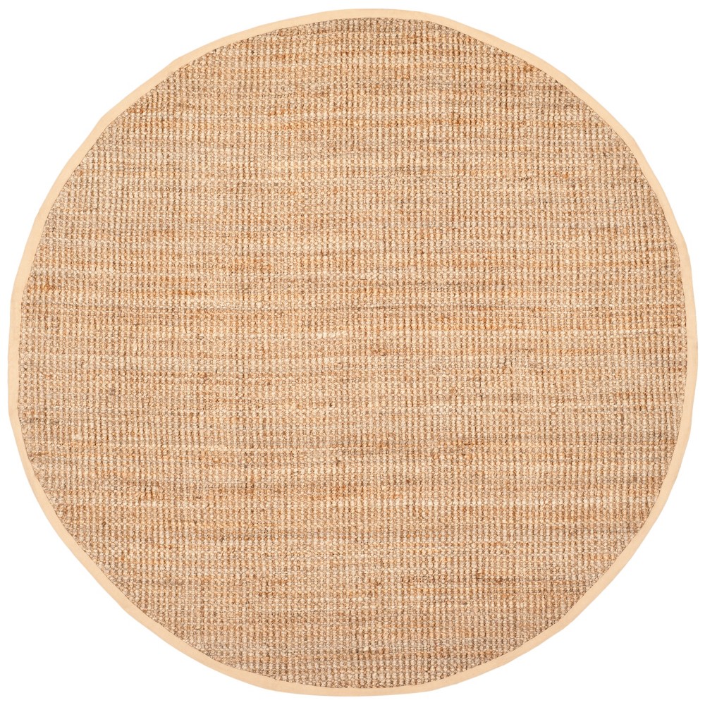  Solid Woven Round Area Rug Brown