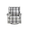 Patli Gray & White Fabric Glider Chair with Swivel, Plush Accent Chair with Side Pocket - 3 of 4