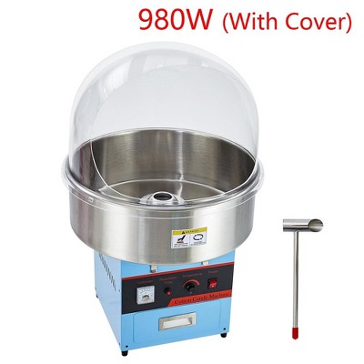 Electric Cotton Candy Machine 980W Commercial Floss Maker With Sugar Scoop & Cover