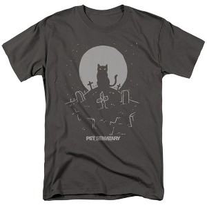 Pet Semetary Cat With Tombstones Adult T-Shirt Charcoal - 1 of 4