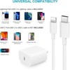 BRINJOY 3-Pack 20W PD Fast Charger Set - USB C Wall Plug with 6ft iPhone Charging Cables, White - 2 of 4