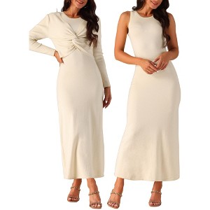Seta T Women's Long Sleeve Twist Front Sweater A-Line Dress Two Pieces - 1 of 4