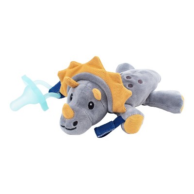 Dr. Brown's Lovey Pacifier and Teether Holder with HappyPaci Silicone Pacifier - Triceratops - 0-6 Months