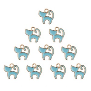 John Bead Sweet & Petite Small Simple Cute Charms Craft Embellishments Kitty Cat 13x13mm Light Blue 10 Pieces - 1 of 4