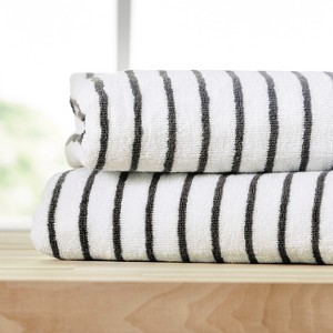 Cabana Stripe 100% Cotton Pool and Beach Towels - Pack of 2 or 4 - Oversized, Absorbent, Quick-Dry Towels - Becky Cameron - 1 of 4