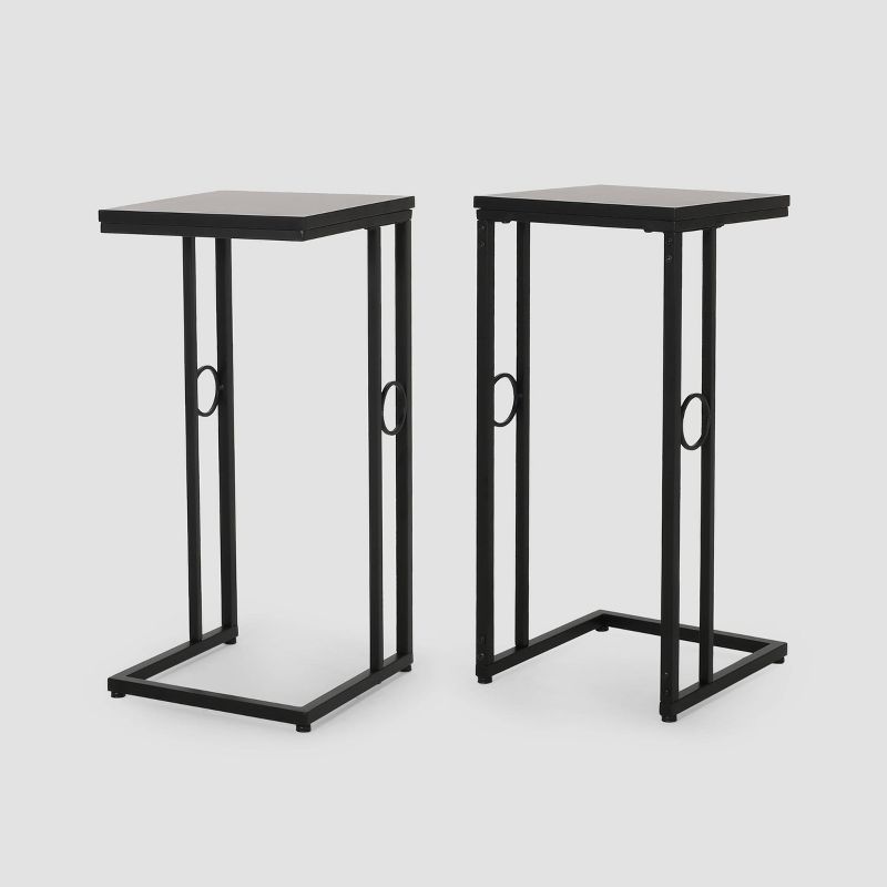 Set of 2 Bader Modern C-Shaped Side Table Black - Christopher Knight Home, 1 of 8