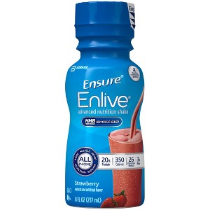 Ensure Enlive Strawberry Therapeutic Nutrition Shake, 8oz, Case of 24 – Advanced Protein & Recovery - 1 of 4