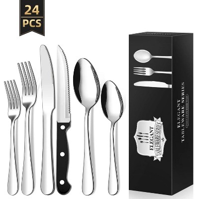LunaLulinlk 24-piece four-person tableware set, high-grade stainless steel tableware set
