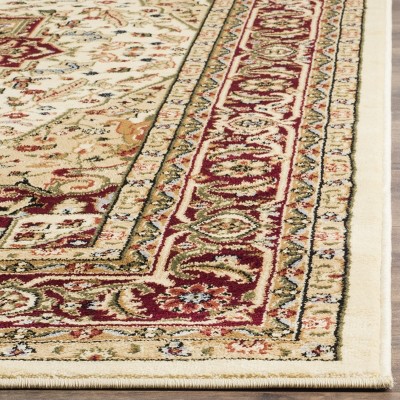 Ivory and Red Floral Safavid Style Rectangular Area Rug