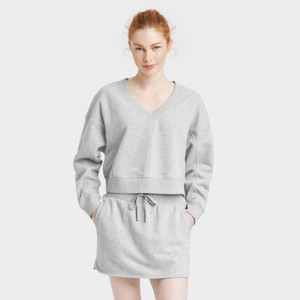 Women's French Terry V-Neck Sweatshirt - JoyLab™ - 1 of 3
