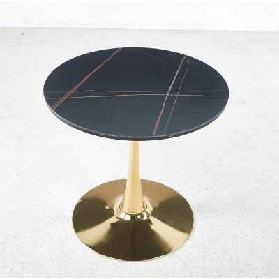 Vynxaria Golden and Black Tulip Coffee Table for Mid-Century Modern Dining