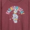 Women's - Disney - Fashionista Lightweight French Terry Wide Neck Long Sleeve Shirt - 2 of 4