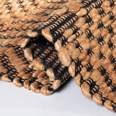 Handmade Natural and Black Cotton Flat Woven 5'x8' Area Rug