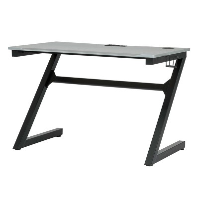 45" Black Steel Curved Gaming Desk with USB Ports and Cup Holder