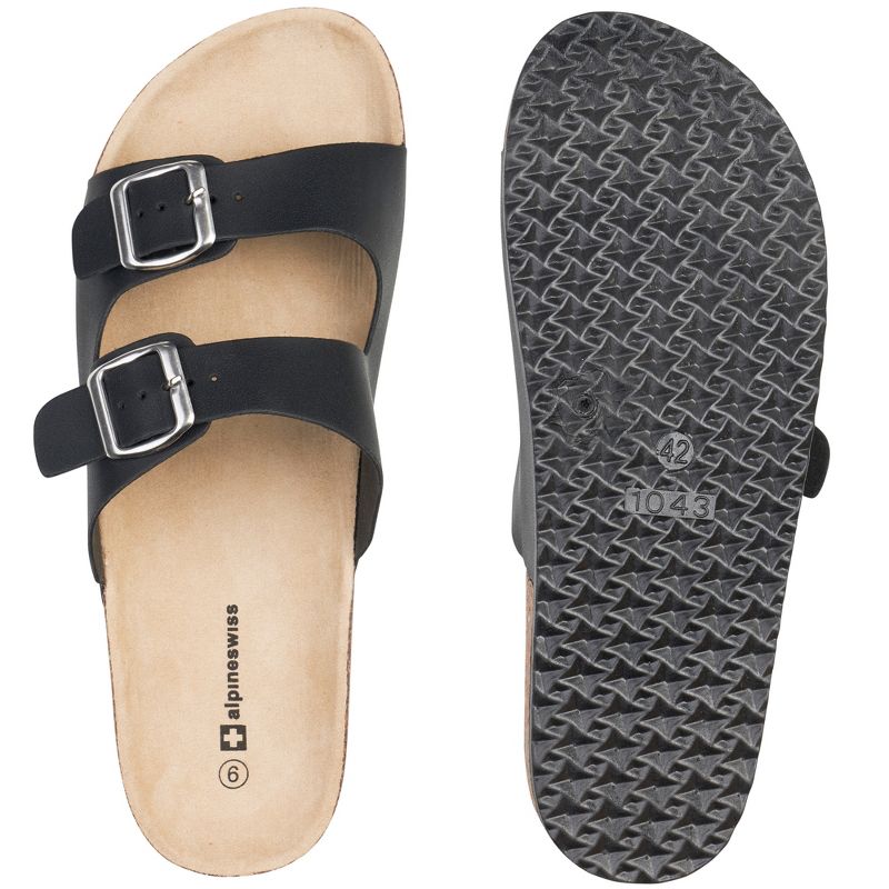 Alpine Swiss Mens Double Strap Casual Slides Flat Sandals, 3 of 6